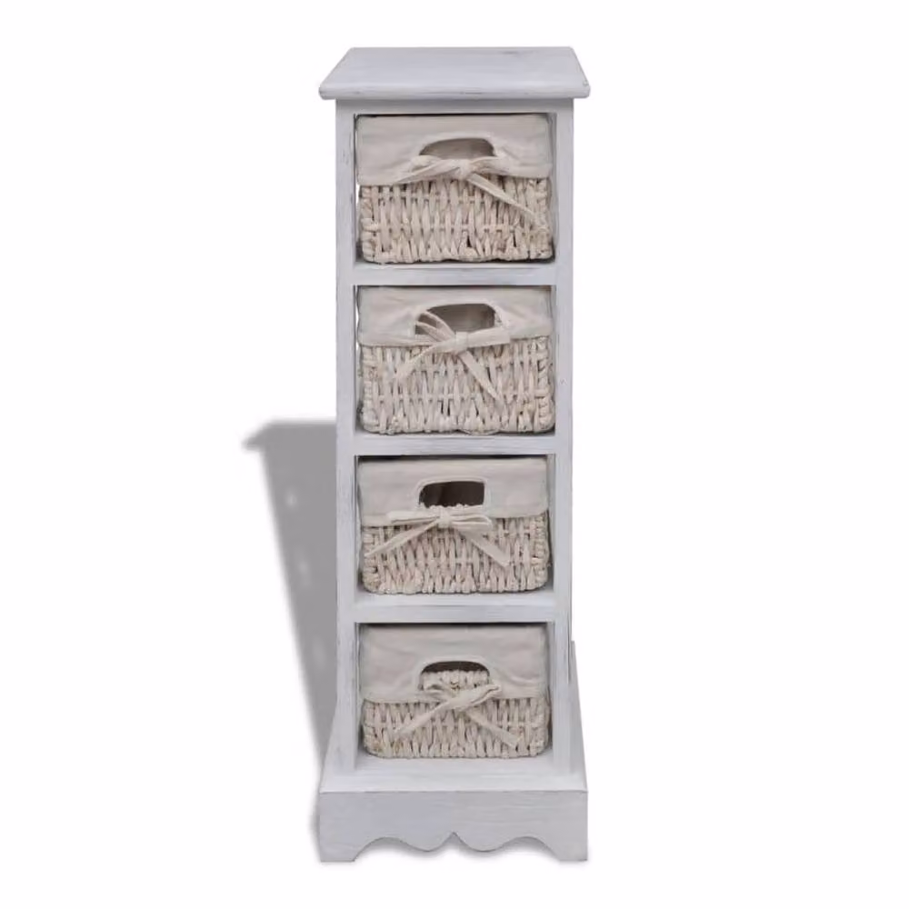 Berkfield Home Wall Mounted Wooden Storage Rack with 4 White Weaving Baskets – 2