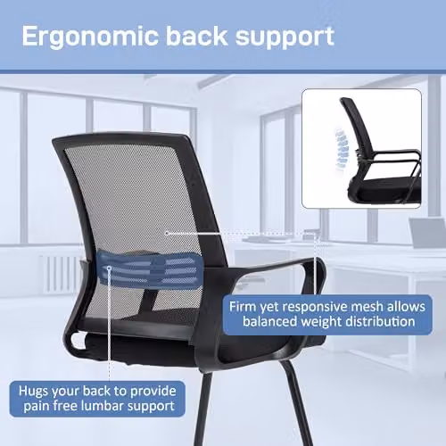 HOMCOM Black Fabric Meeting Office Chair with Armrests and Cantilever Base – 4