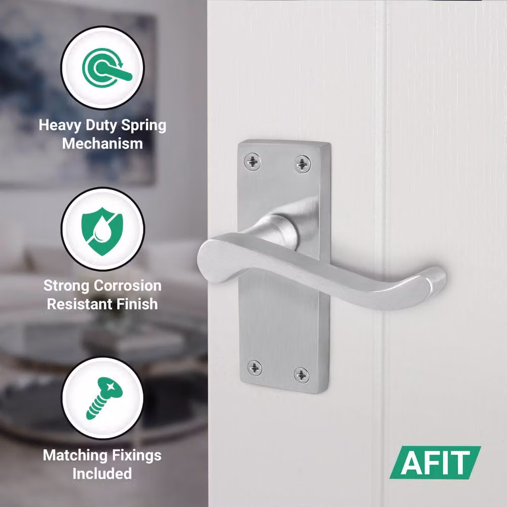 AFIT Satin Chrome Scroll Door Handle and Latch Set, Silver, W/D/H: 15.0 x 15.0 x 1.5 cm – 2