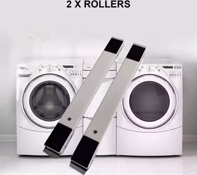 VOGREX 2-Piece Heavy Duty Steel Appliance Rollers for Washer and Dryer in Silver – 1