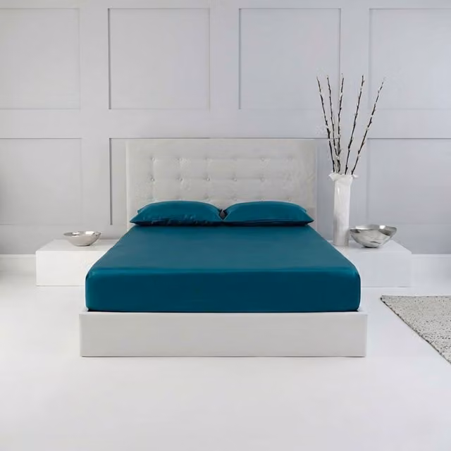 Snug City Home Sweet Home UK Petrol Polycotton Plain Fitted Sheet, King Size, Depth: 25 cm – 1