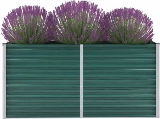 Berkfield Home Garden Galvanised Steel Raised Bed in Green, W/D/H: 160 x 40 x 77 cm – 1