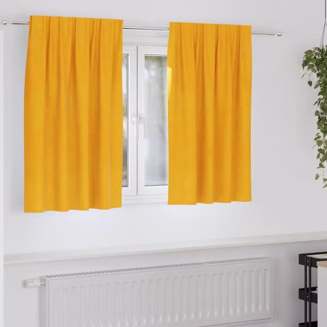 Berkfield Home Mustard Yellow Velvet Blackout Curtains, 2 Pack