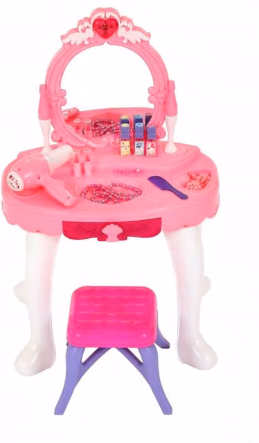 Oypla Childrens Pink Beauty Hairdresser Dressing Table with Glamour Mirror