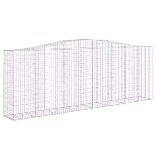 vidaXL Set of 6 Arched Gabion Baskets in Silver Galvanised Steel, W/D/H: 400 x 50 x 140/160 cm – 1