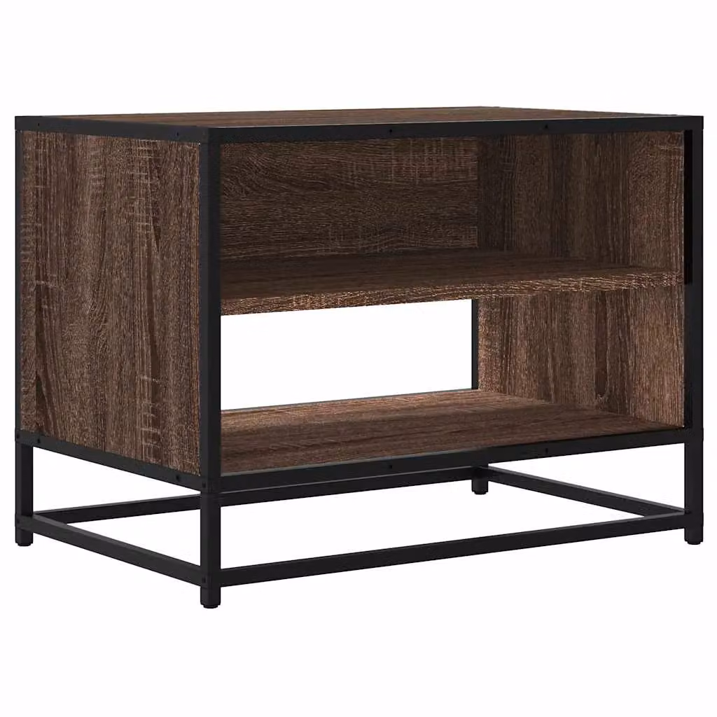 Berkfield Home Brown Oak TV Cabinet in Engineered Wood and Metal, W/D/H: 61 x 40 x 46 cm – 2