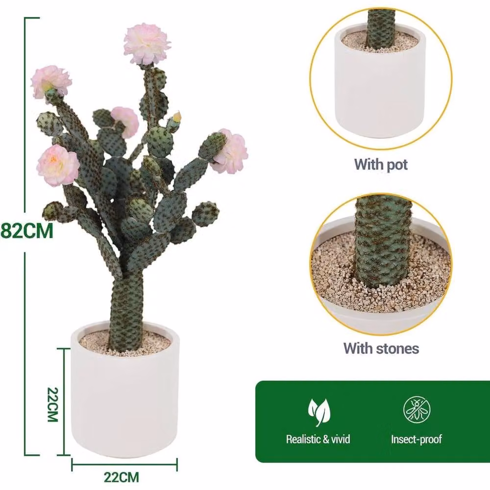 VOGREX Artificial Potted Cactus Succulent in Green and Multicolour for Tabletop Display – 2