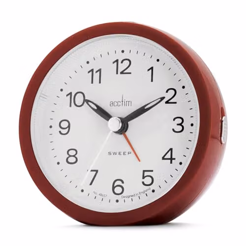 Acctim Elana Analogue Alarm Clock with Non-Ticking Sweep Quartz Movement and Luminous Hands in Red (Shiraz) – 1