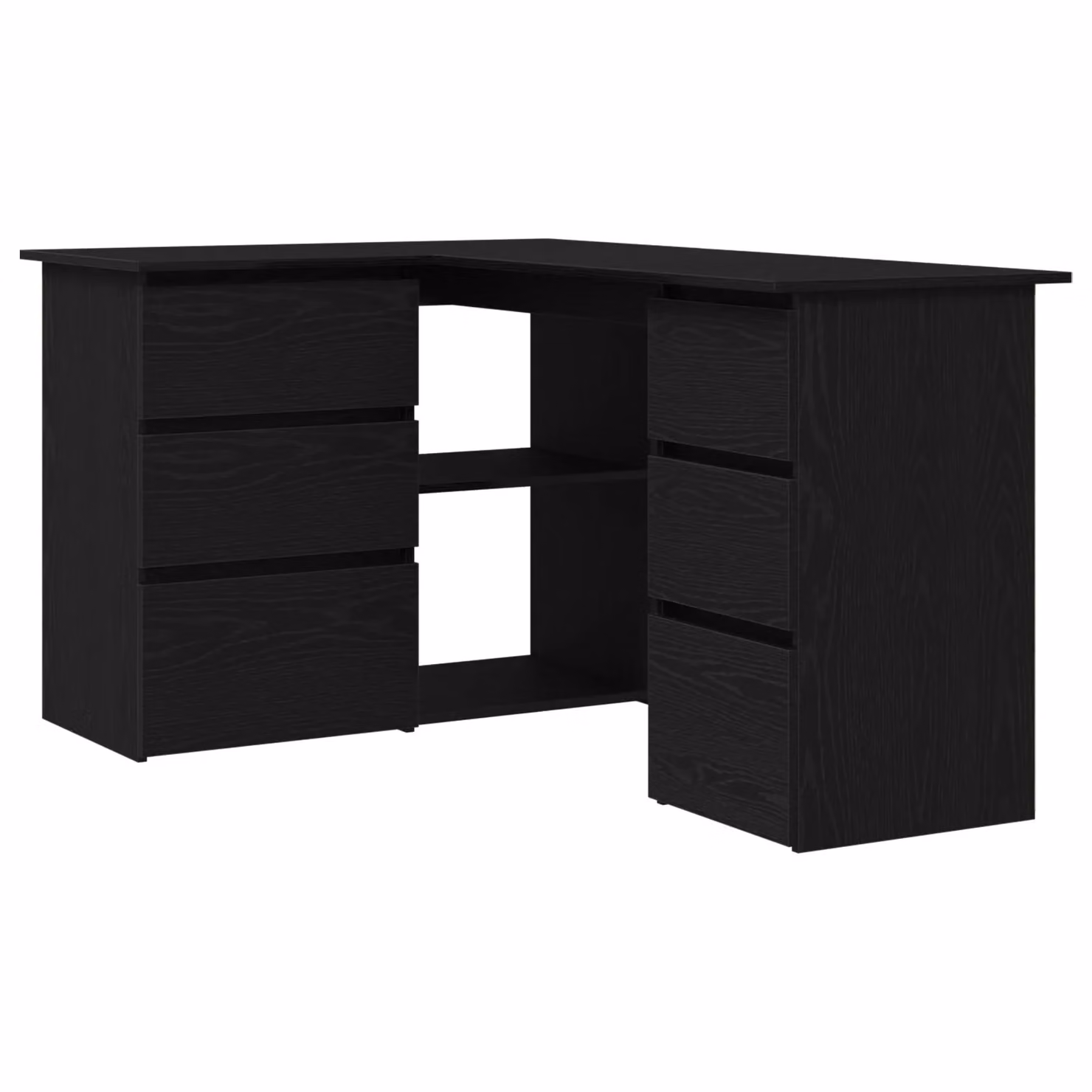 Berkfield Home Black Oak Corner Desk in Black Engineered Wood, W: 145 cm, D: 100 cm, H: 76 cm – 2