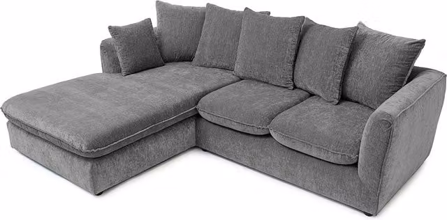 Abakus Direct Lucas Left-Hand Corner Sofa in Grey Velvet Chenille Fabric