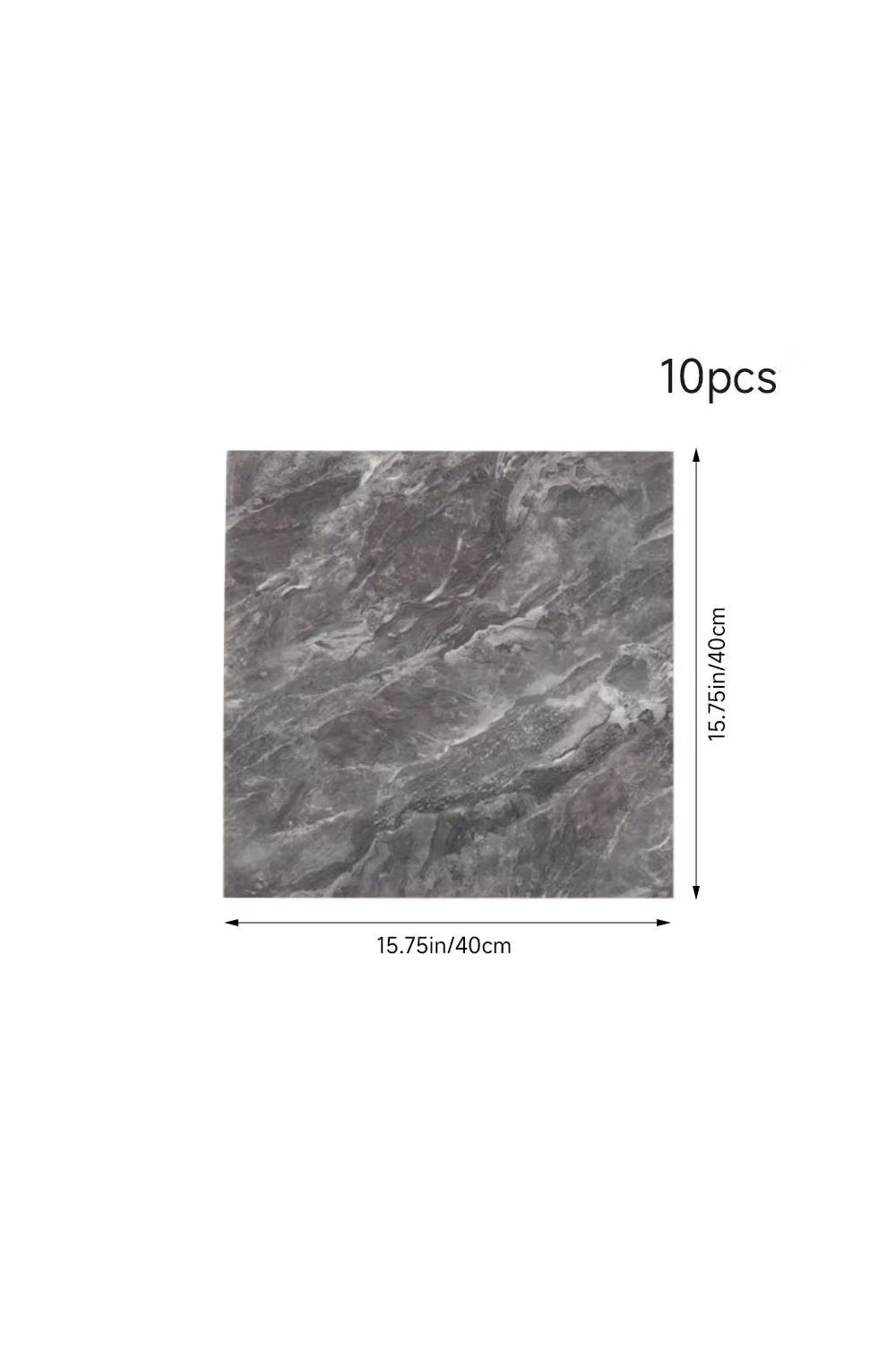 Living and Home 10pcs Peel and Stick Dark Grey Marble PVC Wall Stickers, W/D: 40 x 40 cm – 3