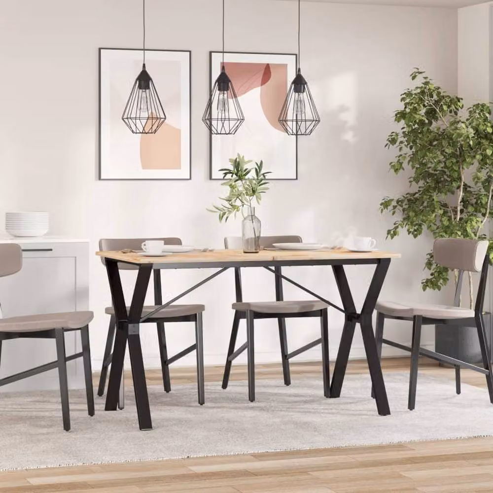 Berkfield Home Y-Frame Dining Table Legs in Matt Black Steel, W/D/H: 120 x 60 x 73 cm – 2