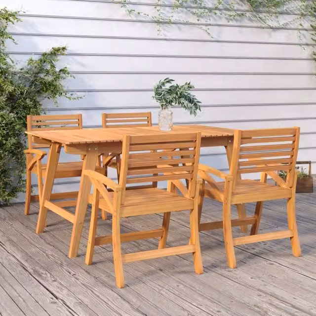 Berkfield Home Garden Table in Brown Solid Oiled Acacia Wood W/D/H: 150 x 90 x 75 cm – 1