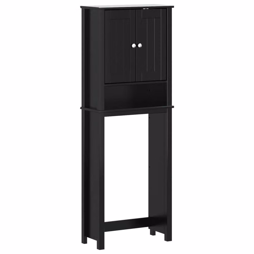 Berkfield Home BERG Over-the-Toilet Bathroom Storage Unit in Black Solid Pine Wood, W/D/H: 60 x 27 x 164.5 cm – 2