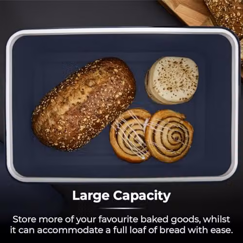 Tower Sera Bread Bin in Midnight Blue and Black with Airtight Metal Body – 3