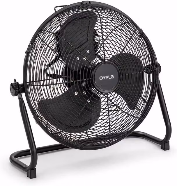 Oypla 3 Speed Floor Standing Metal Fan, Black, 30.48 x 30.48 cm