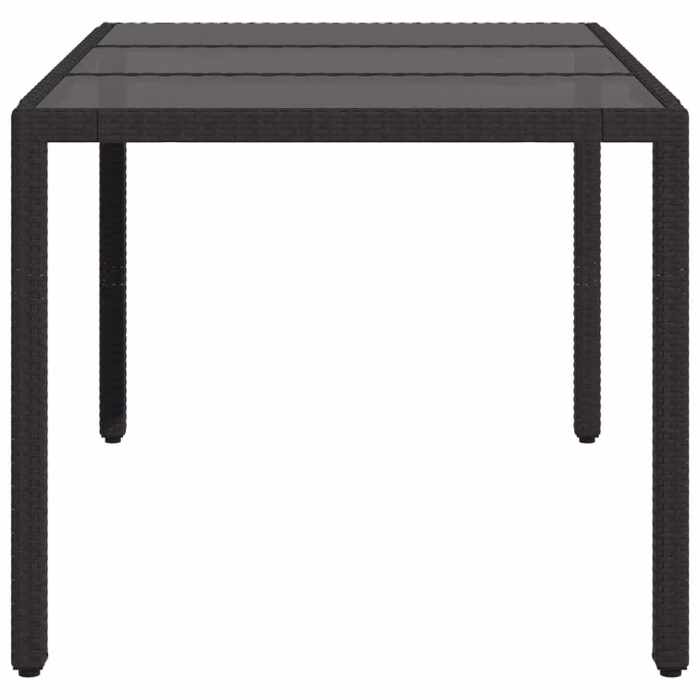 Berkfield Home Black Poly Rattan Extendable Garden Table with Glass Top W/D/H: 150 x 90 x 75 cm – 4