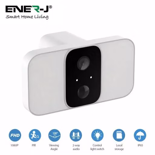 ENER-J Smart Wireless Floodlight Camera with Solar Panel, White – 2