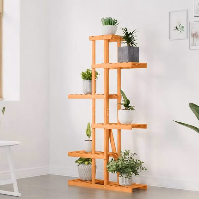 Berkfield Home Elegant Flower Stand in Brown Solid Wood, W/D/H: 75 x 25 x 140.5 cm – 1