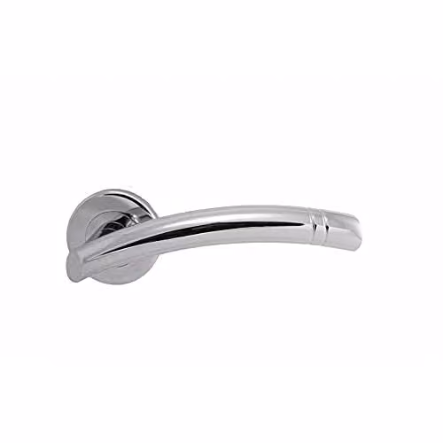 Loops Pair of Arched Round Bar Lever Door Handles with Ring Detailing in Polished Chrome with Concealed Fixings