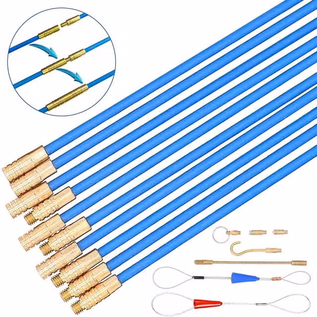 Ventryn 10m Blue Plastic Cable Access Kit with Puller Rods