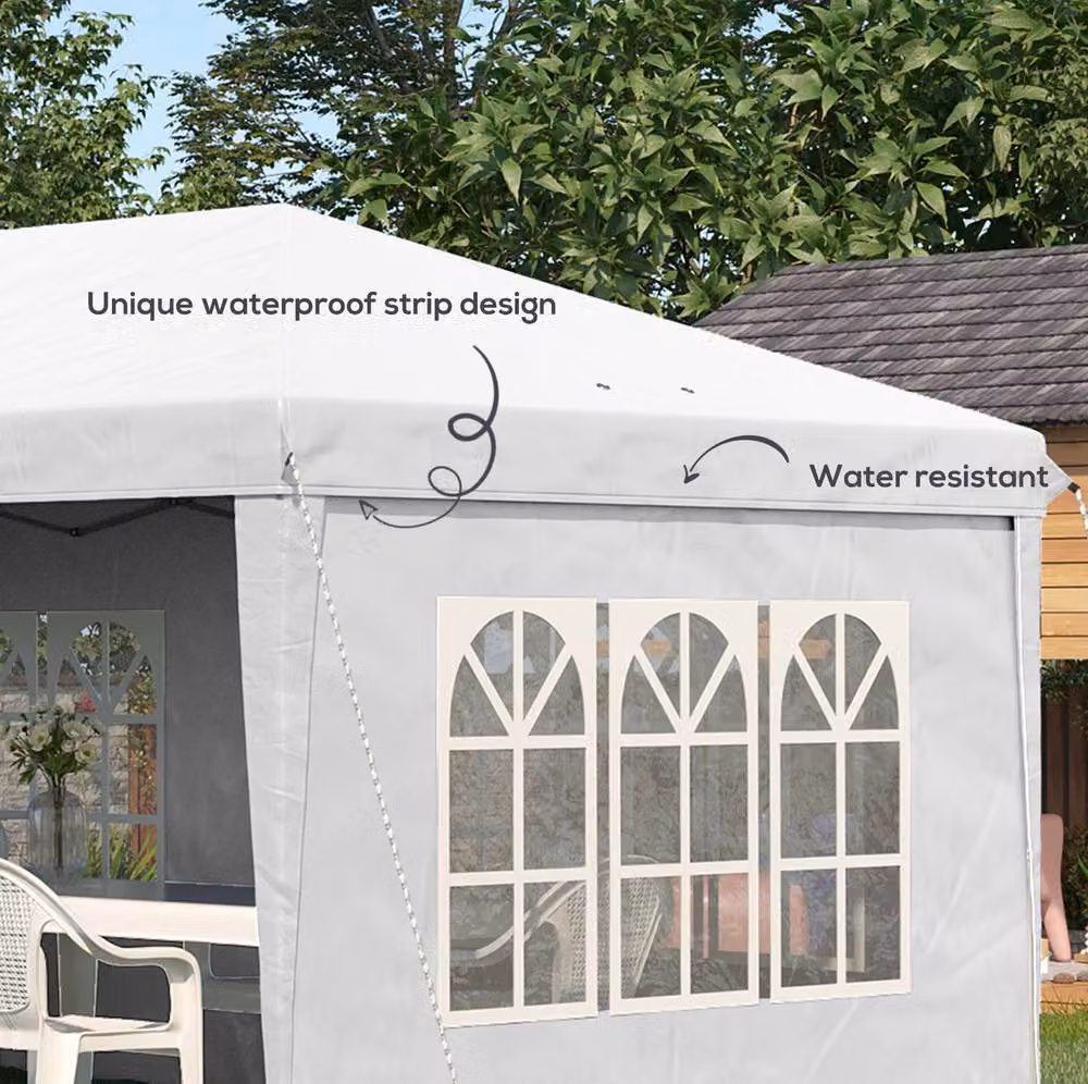 STILVORA Pop Up Gazebo with Removable Sidewalls, White, W: 600 cm, D: 300 cm, H: 270 cm – 6