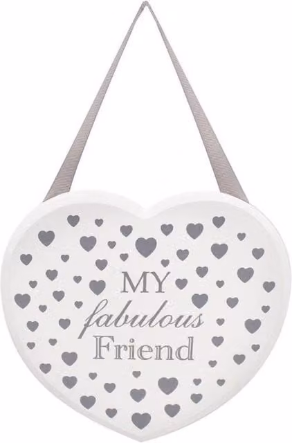 KDMD Heart My Fab Friend Hanging Plastic Plaque 2 Pack in White