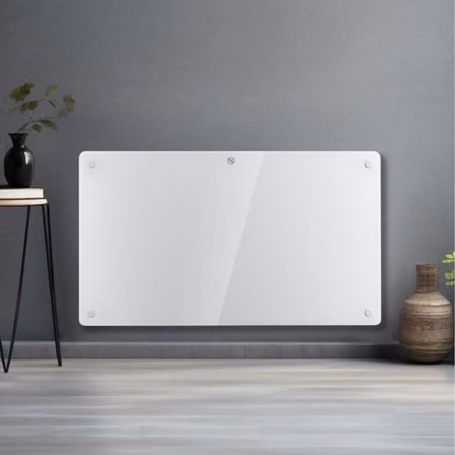 Futura 1500W Electric Glass Panel Heater, White, Wall Mounted or Freestanding
