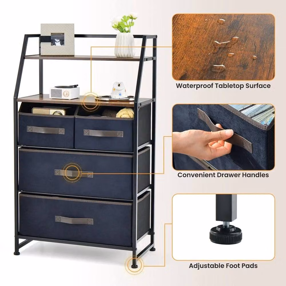 Kelvenix Grey Fabric Storage Organizer Chest of Drawers with Castors – 3