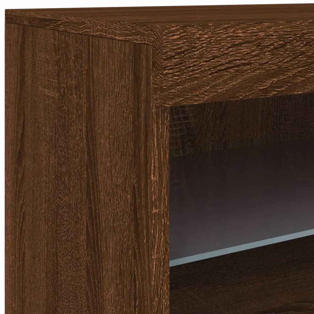 Berkfield Home Modern Brown Oak Sideboard with Integrated LED Lights W/D/H: 41 x 37 x 67 cm – 8