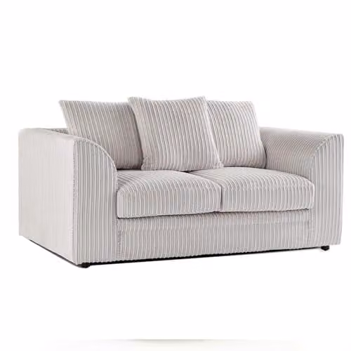 Bliss Furniture Jumbo Cord 2-Seater Sofa in Beige with Scatter Cushions and Removable Covers, W/D/H: 155 x 75 x 87 cm