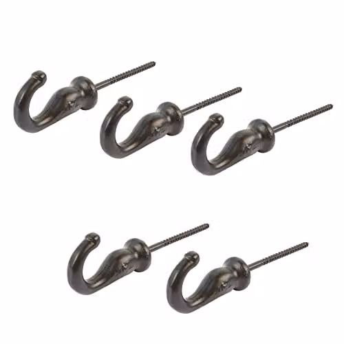Hammer and Tongs Matt Black Powder-Coated Iron Eye Screw Hook, W: 20 mm, H: 35 mm, Pack of 5 – 1
