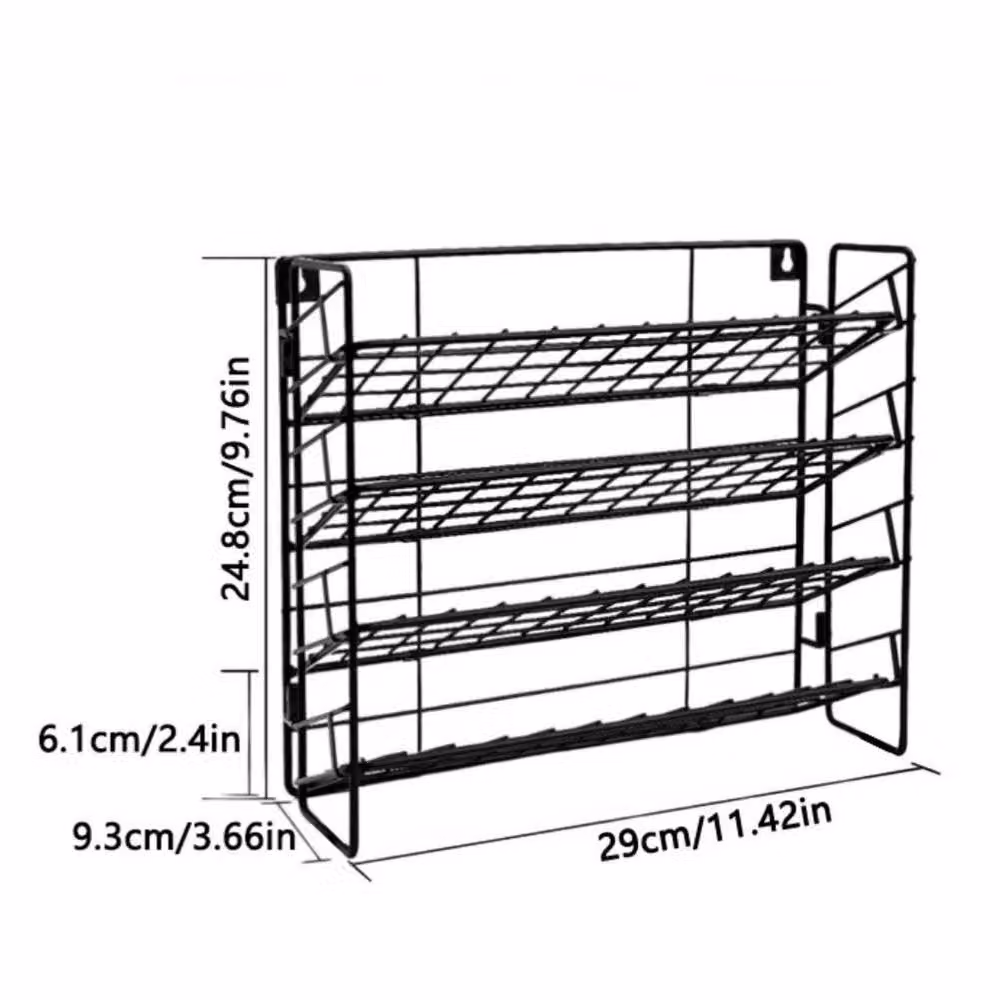 KORVIXA 4 Tier Wall Mounted Metal Spice and Herb Jar Rack in Black, W/H: 100 x 100 cm – 2