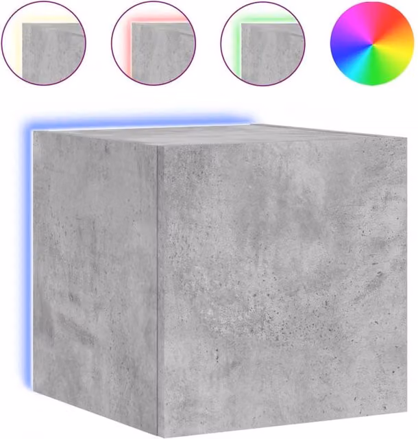 Berkfield Home Modern Wall Mounted TV Cabinet with Integrated LED Lights in Matt Concrete Grey, W/D/H: 35.0 x 30.5 x 30.5 cm