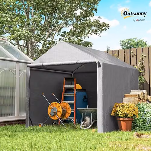 Outsunny Grey Garden Shed Storage Tent with Steel Frame – 5