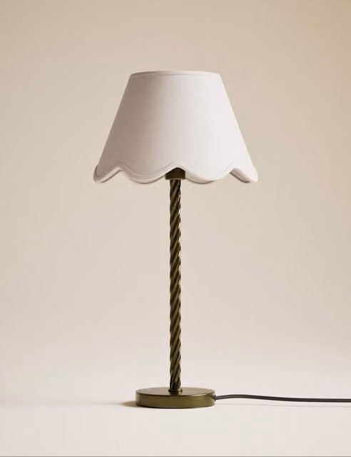 M&S Modern White Fabric Cone Lamp Shade with Scallop Trim