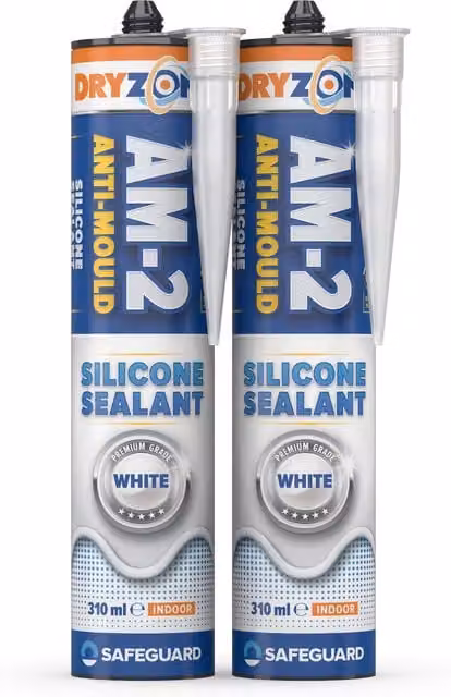 Dryzone Anti-Mould Silicone Sealant, White, 2 x 310ml Packs