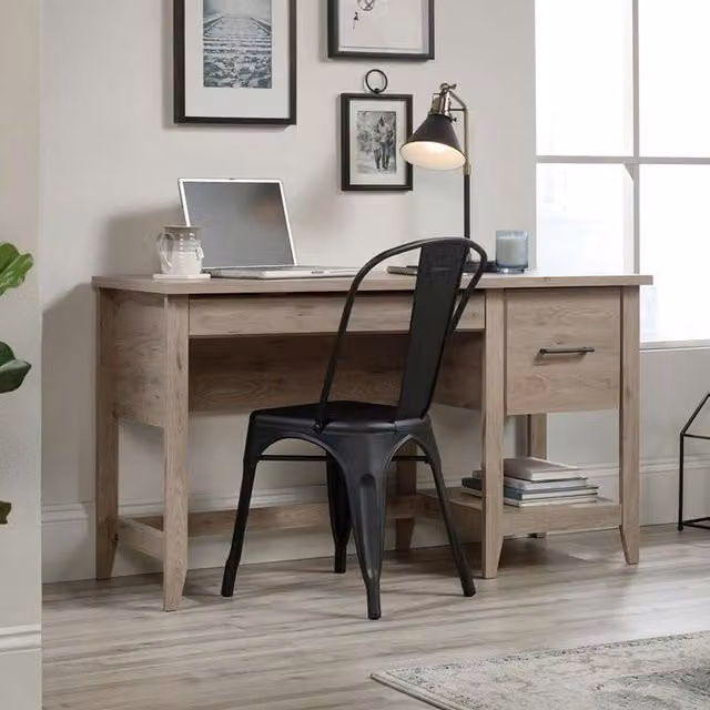 Teknik Modern Brown MDF Laminate Writing Desk with Grommet and Single Pedestal