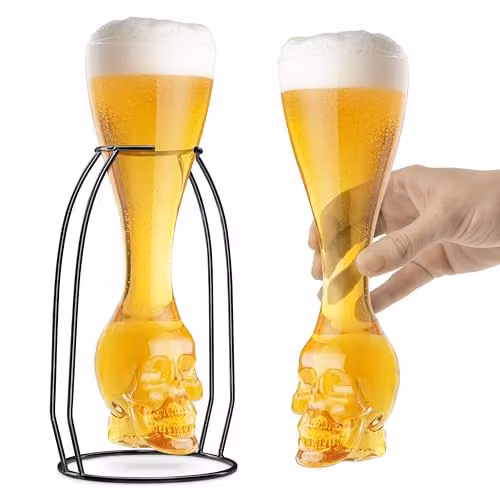 Final Touch Brain Freeze Skull Tumbler Glass with Skeletal Frame in Silver, Black and Transparent – 1
