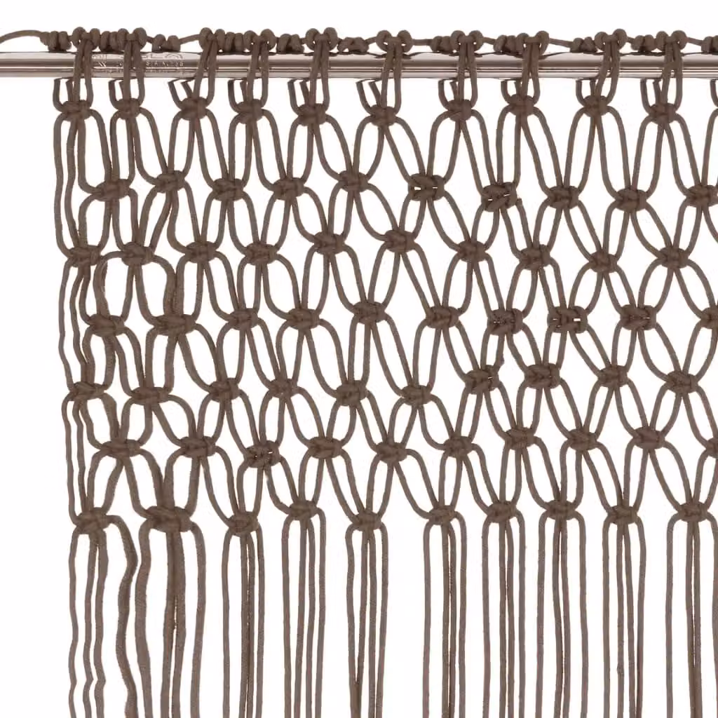 Berkfield Home Macrame Curtain in Taupe, W: 140 cm, H: 240 cm – 2