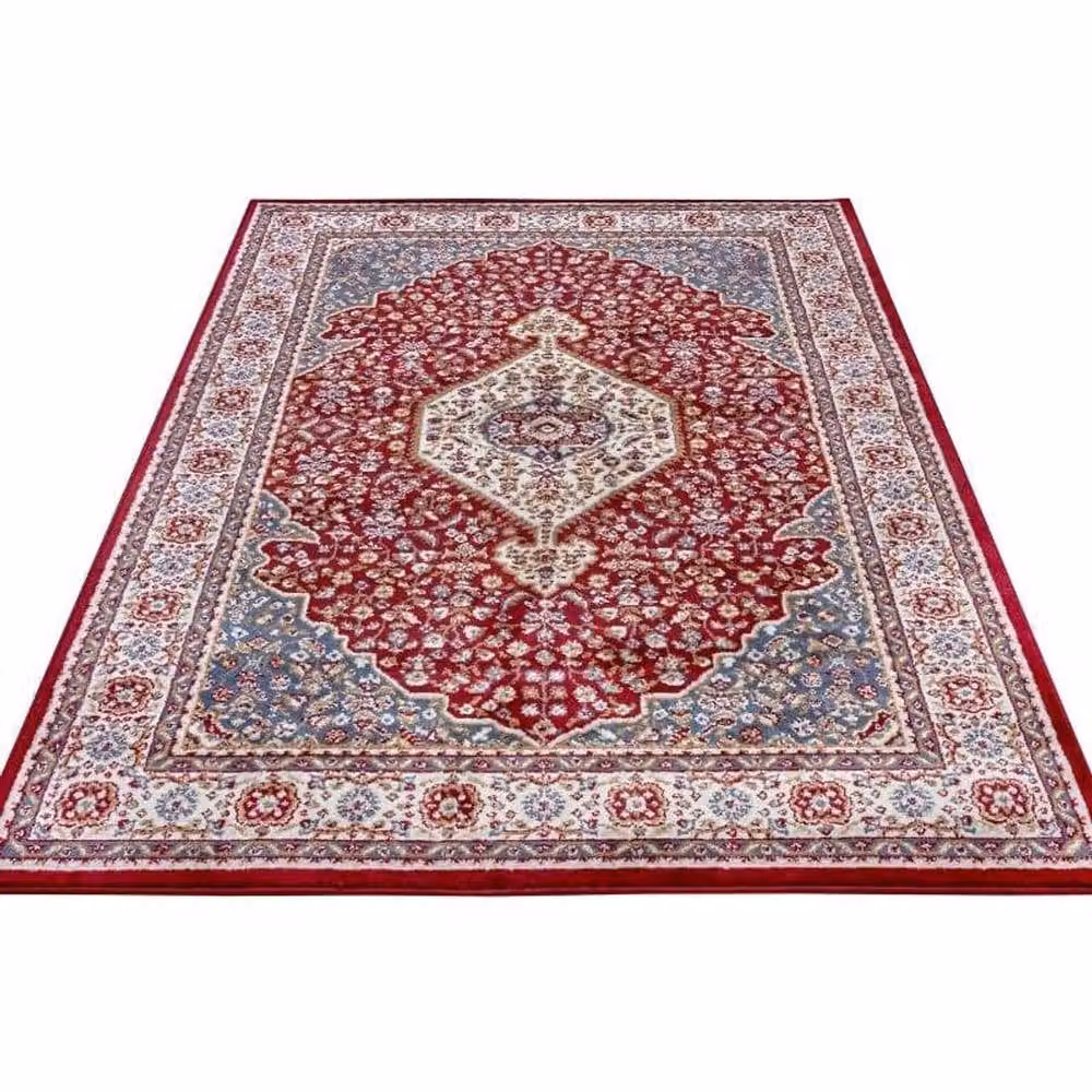 THE RUGS Orient Low Pile Medallion Design Oriental Rug, Multicolour Red and Blue, W: 57 cm, L: 90 cm – 4