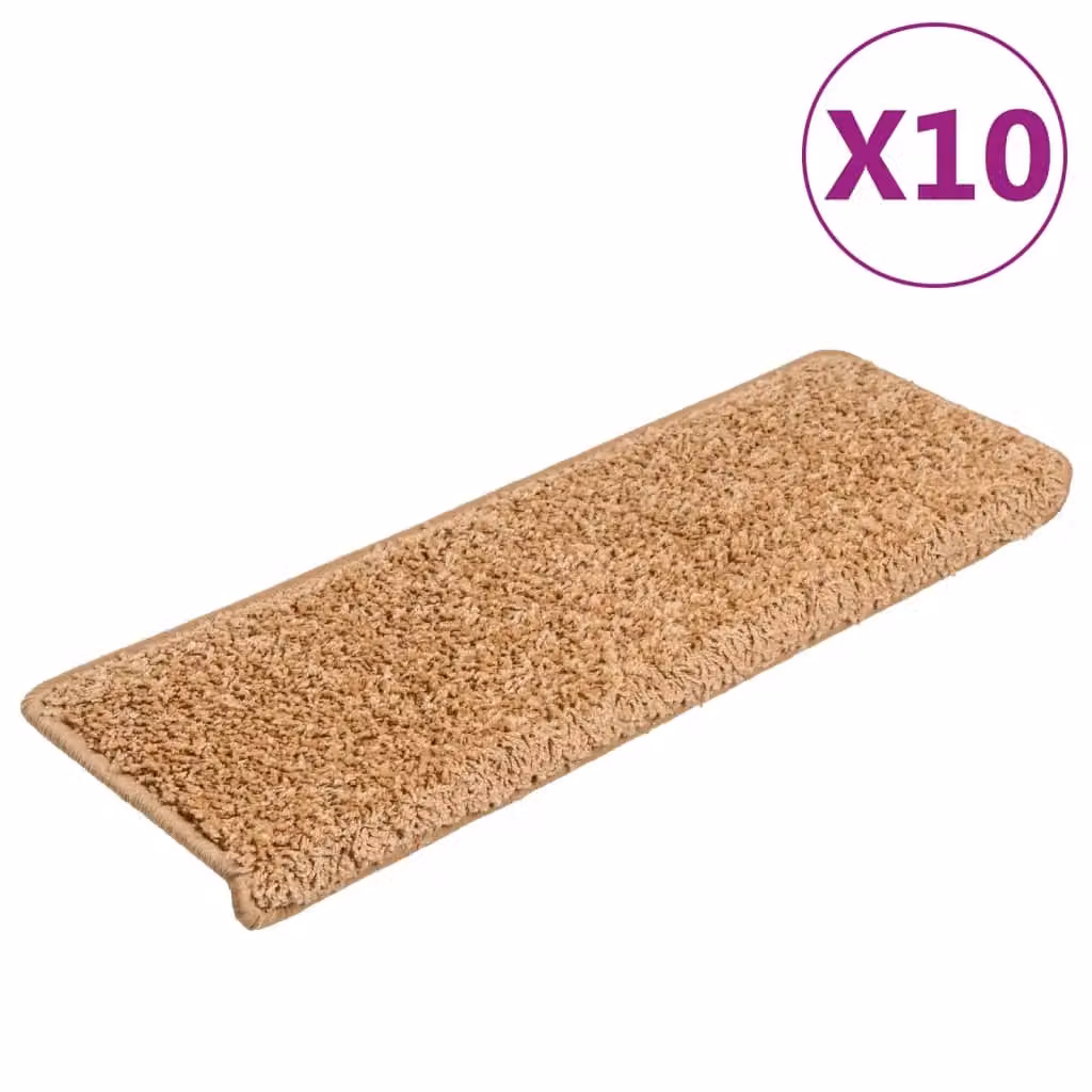 Berkfield Home Self-Adhesive Stair Mats, 10 Pack, Beige, W/D/H: 65 x 21 x 4 cm – 2
