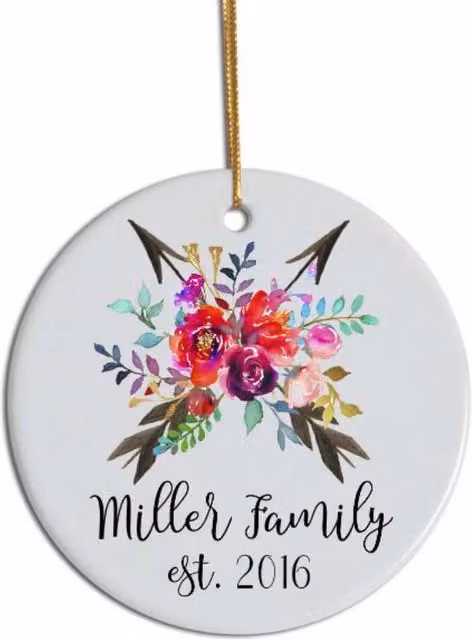 SPETLEK Gold and Multicolour Ceramic Oval Christmas Hanging Pendant Decoration, Diameter: 15 cm
