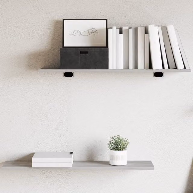 Berkfield Home Wall Mounted Shelves, 4 Piece Set, Grey Sonoma, W: 80 cm, D: 20 cm, H: 1.5 cm