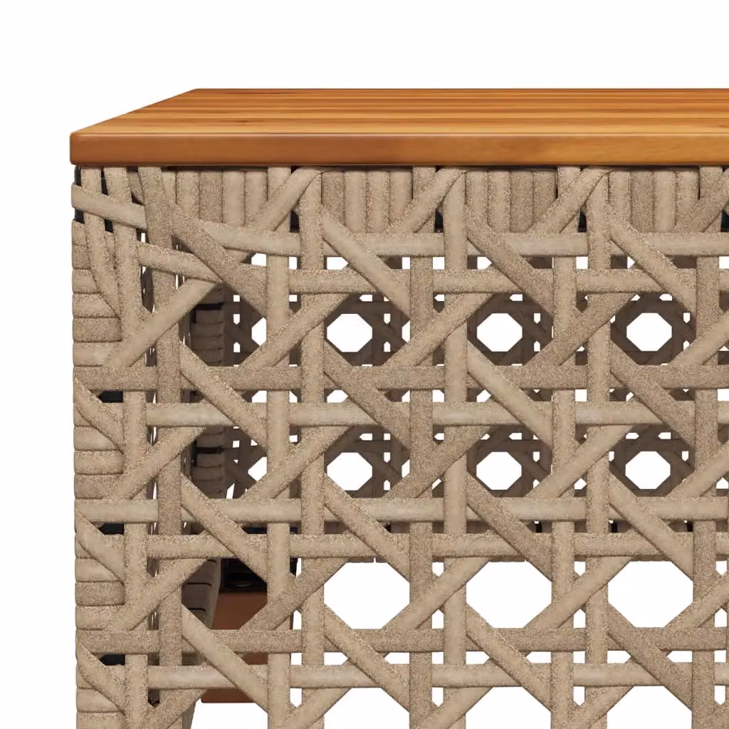 Berkfield Home Garden Table in Beige Poly Rattan and Acacia Wood, W/D/H: 55 x 55 x 36 cm – 3