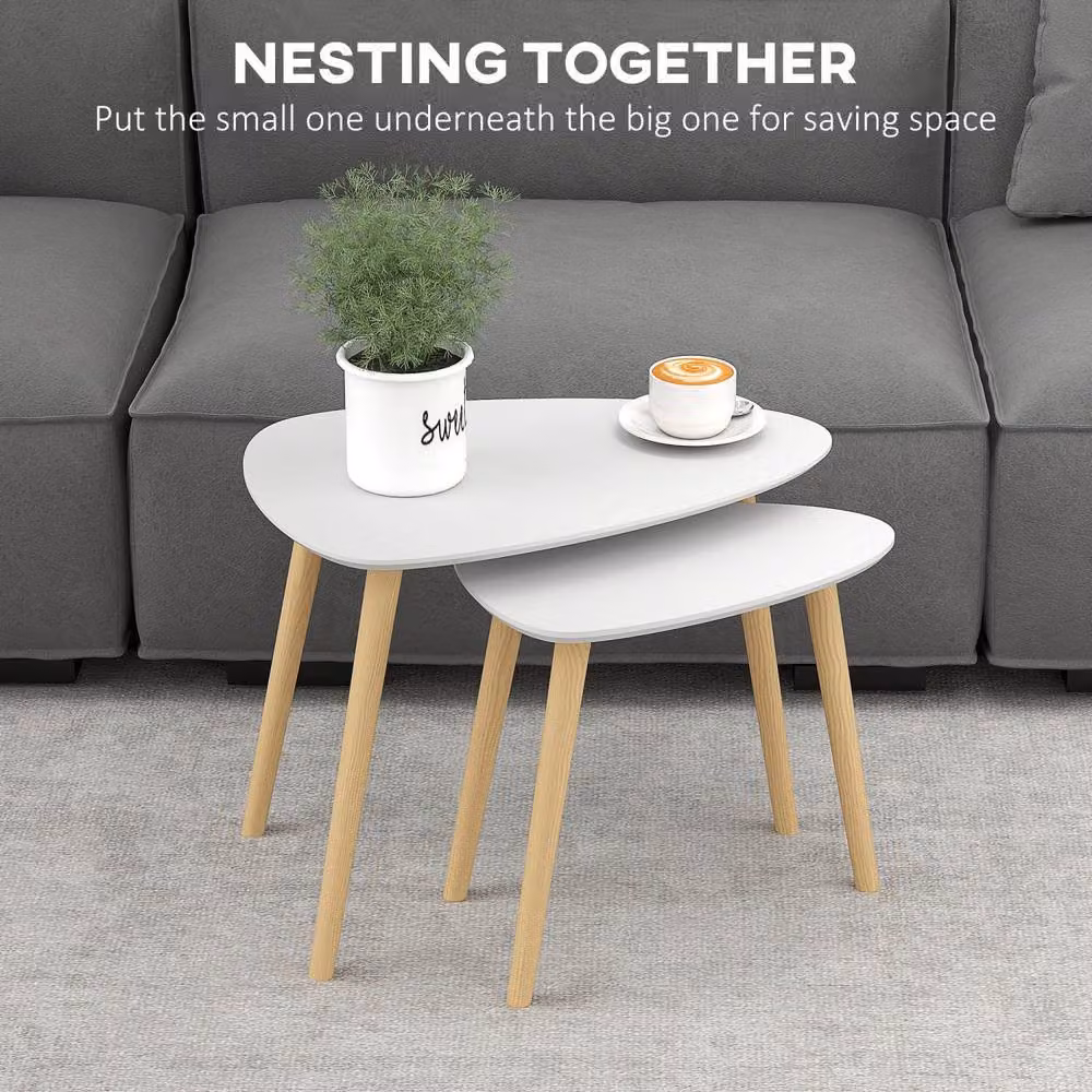 Wyld Haus Keline Set of 2 Grey Nesting Side Tables with Solid Pine Legs – 3