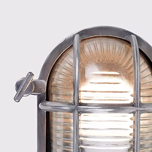 ValueLights MiniSun Oval Nautical Outdoor Wall Light in Silver with LED Filament Bulb – 4