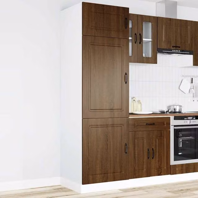 Berkfield Home Kalmar Tall Kitchen Cupboard in Brown Oak Engineered Wood – 1