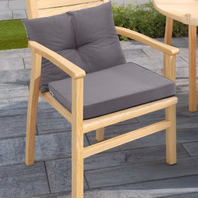 Garden Sanctuary Set of 2 Rectangular Outdoor Sofa Cushions in Grey, Water Repellent