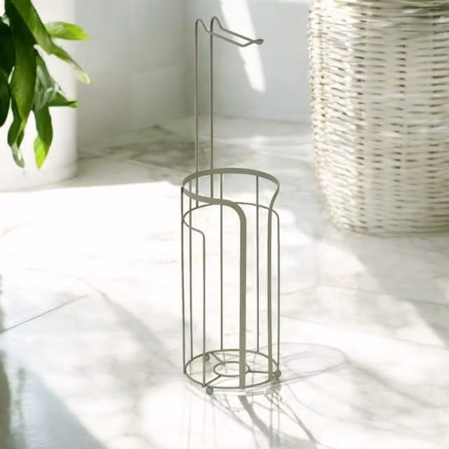 Showerdrape Dante Freestanding Toilet Roll and Spare Paper Holder Combination in Green